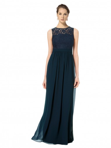 Fornecedor de Buraco da fechadura Sem Mangas Barco Linha A Chiffon & Renda Vestidos de Madrinha