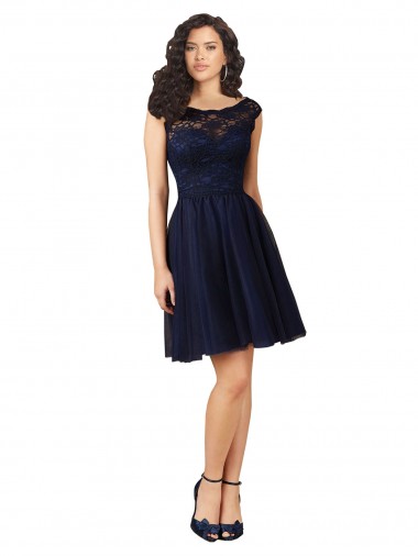 Fornecedor de Costas em V Sem Mangas Barco Linha A Tule & Renda Vestidos de Madrinha / Vestidos de Cocktail / Vestidos de Homecoming