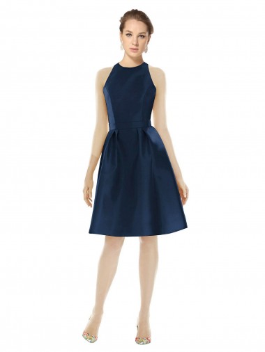 Fornecedor de Sem Mangas Cabeçada Linha A Cetim Vestidos de Madrinha / Vestidos de Cocktail / Vestidos de Homecoming