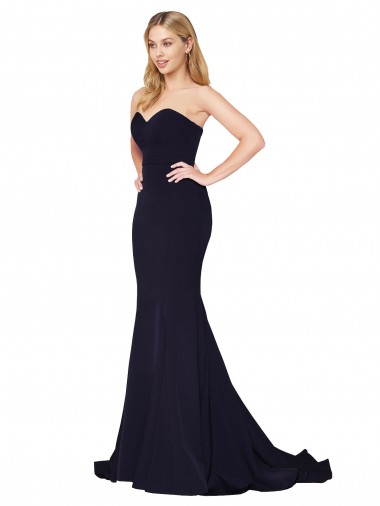 Fornecedor de Sem Mangas Amor Sereia Crepe Esticado Marinha Negra Vestidos de Madrinha / Vestidos de Noite / Vestidos de Festa