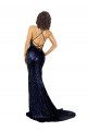 Fornecedor de Lombar Sem Mangas Decote V Sereia Lantejoulas Longo Vestidos de Madrinha / Vestidos de Noite / Vestidos de Festa