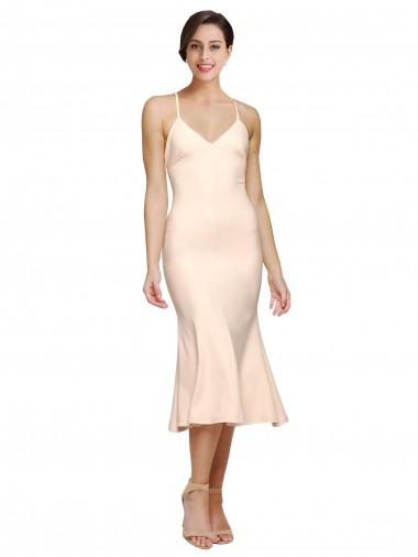 Fornecedor de Lombar Sem Mangas Decote V Bainha Crepe Esticado Vestidos de Madrinha / Vestidos de Festa / Vestidos de Cocktail / Vestidos de Homecoming