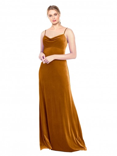 Fornecedor de Sem Mangas Alças finas Linha A Veludo Elástico Vestidos de Madrinha / Vestidos de Festa