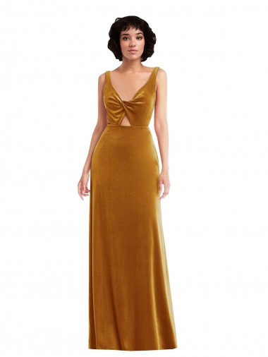 Fornecedor de Costas em V Sem Mangas Decote V Trombeta Veludo Elástico Vestidos de Madrinha / Vestidos de Festa