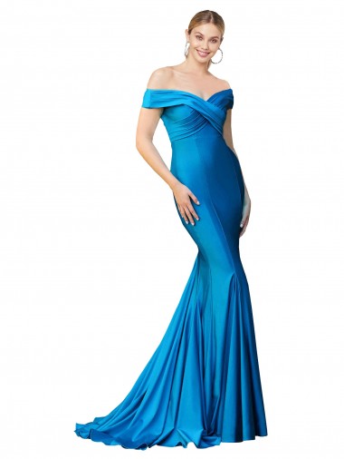 Fornecedor de Sem Mangas Fora do Ombro Sereia Cetim Vestidos de Madrinha / Vestidos de Noite / Vestidos de Festa