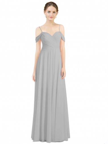 Fornecedor de Lombar Sem Mangas Fora do Ombro Linha A Chiffon Longo Vestidos de Madrinha