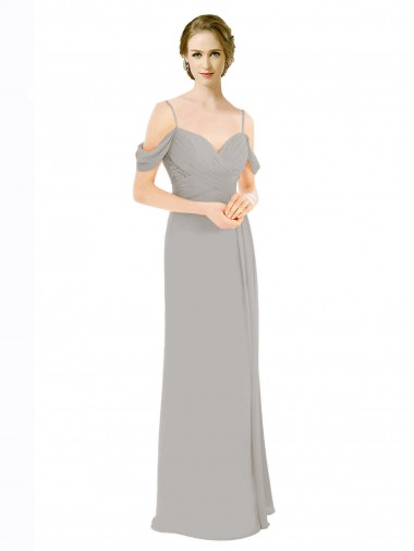 Fornecedor de Abrir de volta Ombro Frio Fora do Ombro Linha A Chiffon & Renda Vestidos de Madrinha