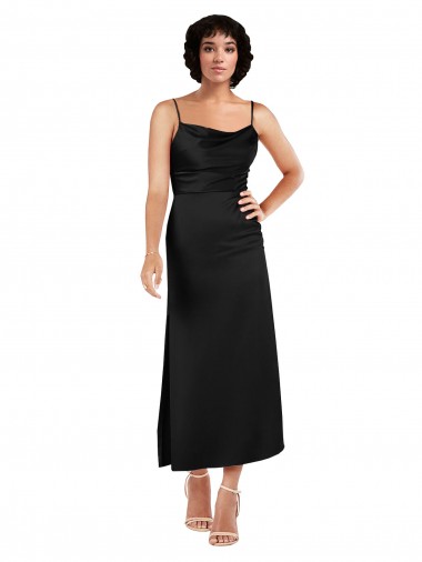 Fornecedor de Sem Mangas Alças finas Linha A Cetim Sedoso Curto Vestidos de Madrinha / Vestidos de Noite / Vestidos de Festa