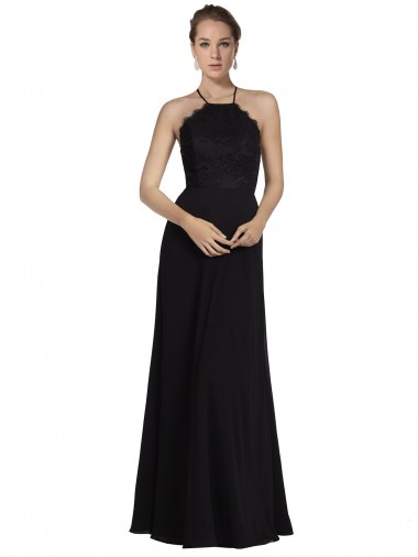 Fornecedor de Abrir de volta Sem Mangas Cabeçada Linha A Chiffon & Renda Vestidos de Madrinha