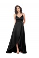 Fornecedor de Lombar Sem Mangas Decote V Linha A Cetim Sedoso Longo Vestidos de Madrinha / Vestidos de Noite / Vestidos de Festa