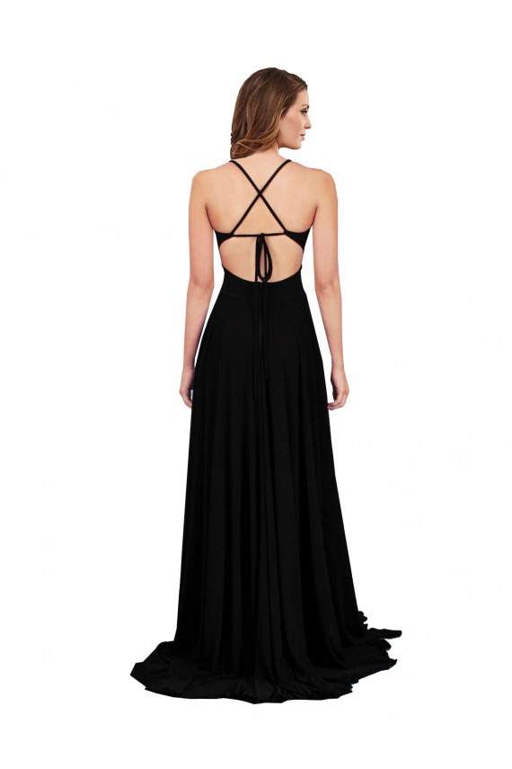 Fornecedor de Abrir de volta Sem Mangas Decote V Linha A Spandex Vestidos de Madrinha / Vestidos de Noite / Vestidos de Festa