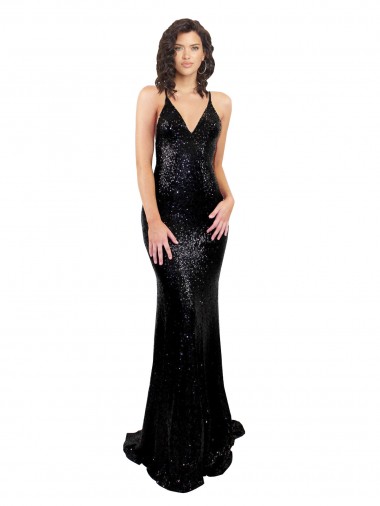 Fornecedor de Sem encosto Sem Mangas Decote V Sereia Lantejoulas Vestidos de Madrinha / Vestidos de Noite / Vestidos de Festa