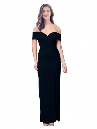 Fornecedor de Sem Mangas Fora do Ombro Sereia Crepe Esticado Preto Vestidos de Madrinha / Vestidos de Noite / Vestidos de Festa