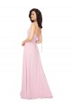 Fornecedor de Costas em V Sem Mangas Decote V Linha A Chiffon Quase Rosa Vestidos de Madrinha