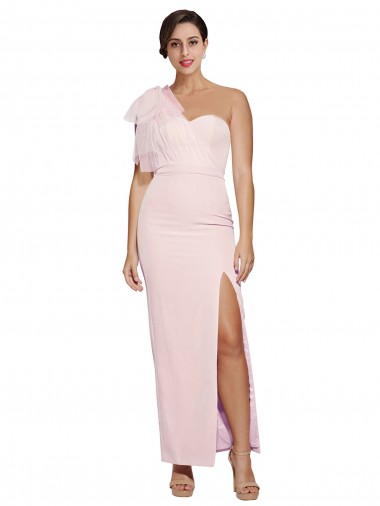 Fornecedor de Lombar Sem Mangas Um Ombro Bainha Crepe Esticado Vestidos de Madrinha / Vestidos de Noite / Vestidos de Festa