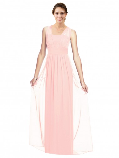 Fornecedor de  Sem Mangas Decote V Linha A Chiffon Rosa Vestidos de Madrinha
