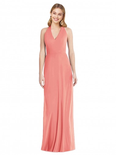 Fornecedor de Sem Mangas Cabeçada Trombeta Chiffon Vestidos de Madrinha / Vestidos de Noite