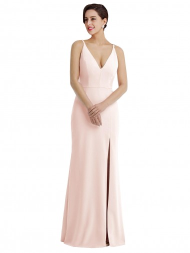 Fornecedor de Costas em V Sem Mangas Decote V Trombeta Crepe Esticado Vestidos de Madrinha / Vestidos de Noite / Vestidos de Festa