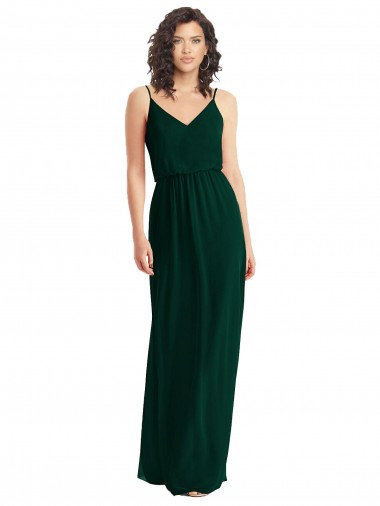 Fornecedor de Lombar Sem Mangas Decote V Linha A Chiffon Longo Vestidos de Madrinha