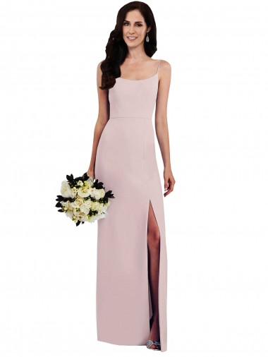 Fornecedor de Costas em V Sem Mangas Alças finas Trombeta Crepe Esticado Vestidos de Madrinha / Vestidos de Noite / Vestidos de Festa