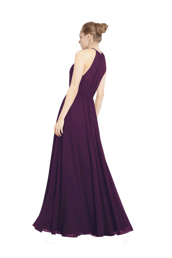 Fornecedor de Buraco da fechadura Sem Mangas Cabeçada Linha A Chiffon Vestido de Festa / Vestido de Madrinha