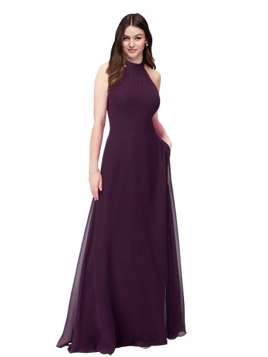 Fornecedor de Buraco da fechadura Sem Mangas Cabeçada Linha A Chiffon Vestidos de Festa / Vestidos de Madrinha