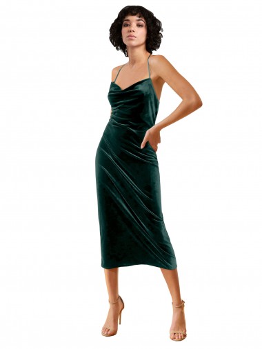 Fornecedor de Abrir de volta Sem Mangas Alças finas Bainha Veludo Elástico Vestidos de Madrinha / Vestidos de Noite / Vestidos de Festa