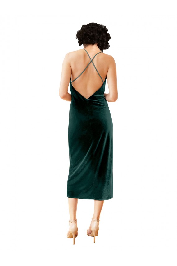 Fornecedor de Abrir de volta Sem Mangas Alças finas Bainha Veludo Elástico Vestidos de Madrinha / Vestidos de Noite / Vestidos de Festa