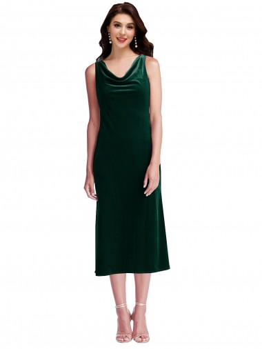 Fornecedor de Costas em V Sem Mangas Decote Capuz Bainha Veludo Elástico Vestidos de Madrinha / Vestidos de Festa / Vestidos de Cocktail / Vestidos de Homecoming