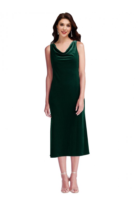 Fornecedor de Costas em V Sem Mangas Decote Capuz Bainha Veludo Elástico Vestidos de Madrinha / Vestidos de Festa / Vestidos de Cocktail / Vestidos de Homecoming