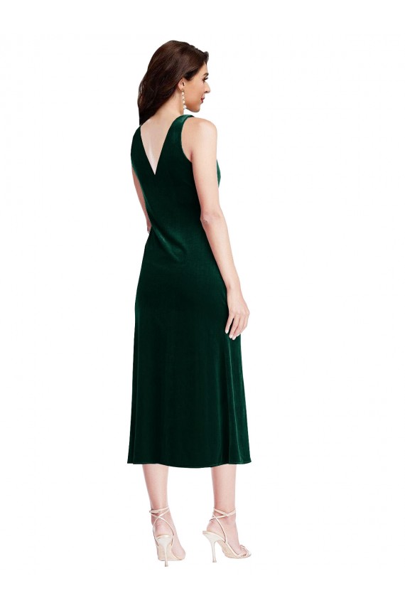 Fornecedor de Costas em V Sem Mangas Decote Capuz Bainha Veludo Elástico Vestidos de Madrinha / Vestidos de Festa / Vestidos de Cocktail / Vestidos de Homecoming