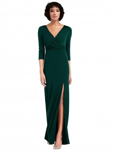Fornecedor de Costas em V Mangas 3/4 Decote V Trombeta Spandex Vestidos de Madrinha / Vestidos de Noite / Vestidos de Festa