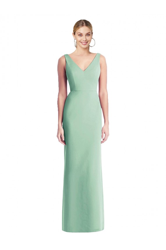 Fornecedor de Amarrar para trás Sem Mangas Decote V Trombeta Chiffon Vestidos de Madrinha