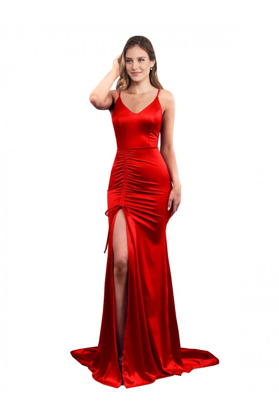 Fornecedor de Lombar Sem Mangas Amor Sereia Cetim Elástico Vestidos de Madrinha / Vestidos de Baile / Vestidos de Festa