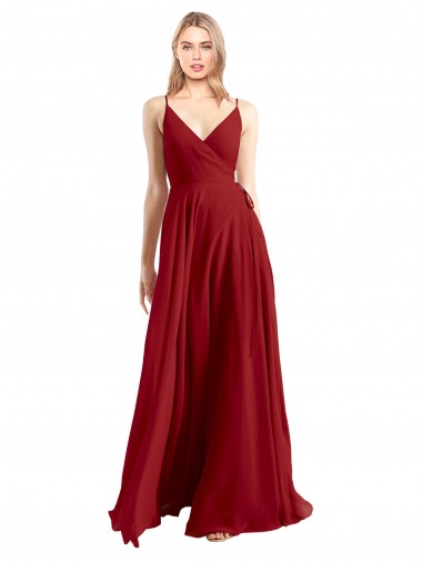 Fornecedor de Costas em V Sem Mangas Alças finas Linha A Chiffon Vestidos de Madrinha