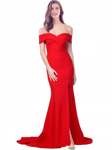 Fornecedor de Sem Mangas Amor Sereia Crepe Esticado Vermelho Vestidos de Madrinha / Vestidos de Noite / Vestidos de Festa