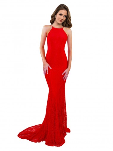 Fornecedor de Abrir de volta Sem Mangas Decote Alto Sereia Renda Longo Vestidos de Madrinha / Vestidos de Noite / Vestidos de Festa