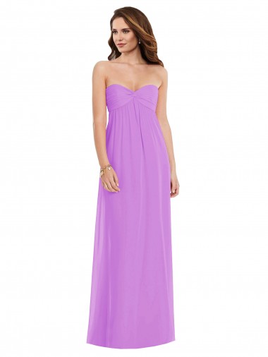 Fornecedor de Lombar Sem Mangas Amor Linha A Chiffon Violeta Vestidos de Madrinha